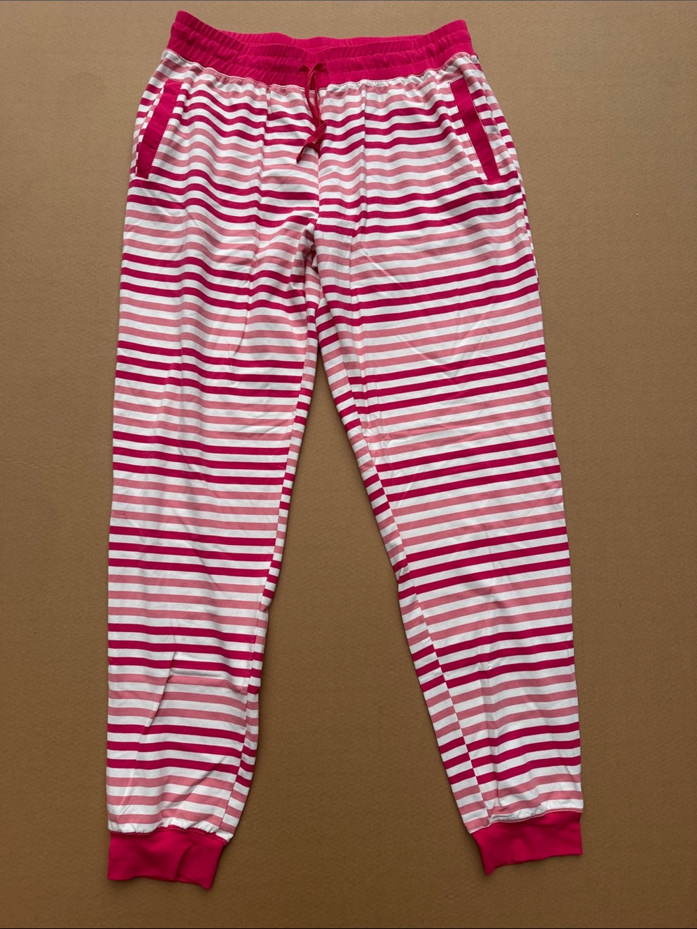 Kickee Pants Hot Pink and White Striped Girls' Jogger Pajama Pants